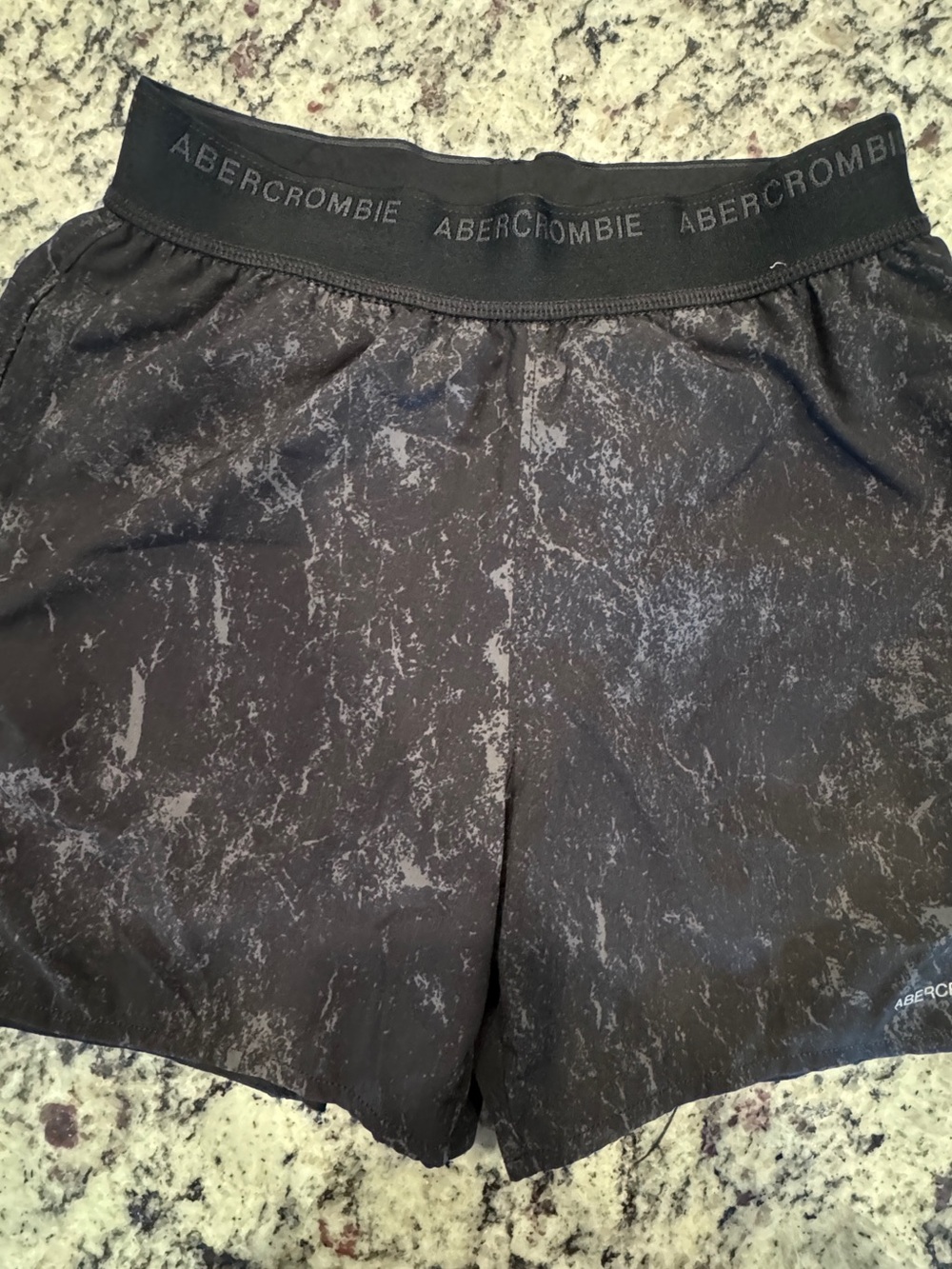 Abercrombie Youth Black Marble Athletic Shorts